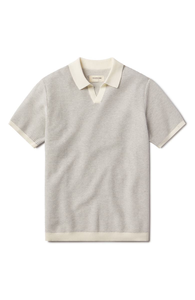 The Normal Brand Robles Bird's Eye Polo, Alternate, color, Cream/ Grey