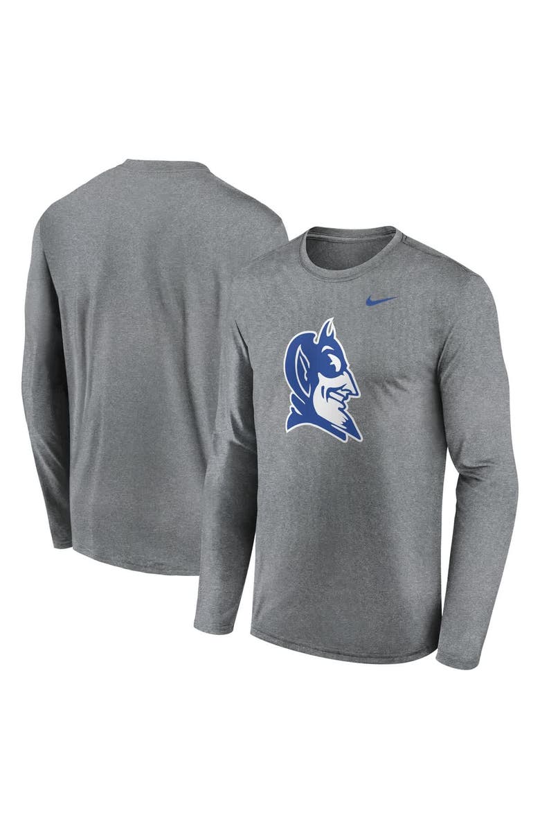 Nike Men's Nike Heather Gray Duke Blue Devils Primetime Alternate Logo Legend Long Sleeve T-Shirt, Main, color, Heather Gray