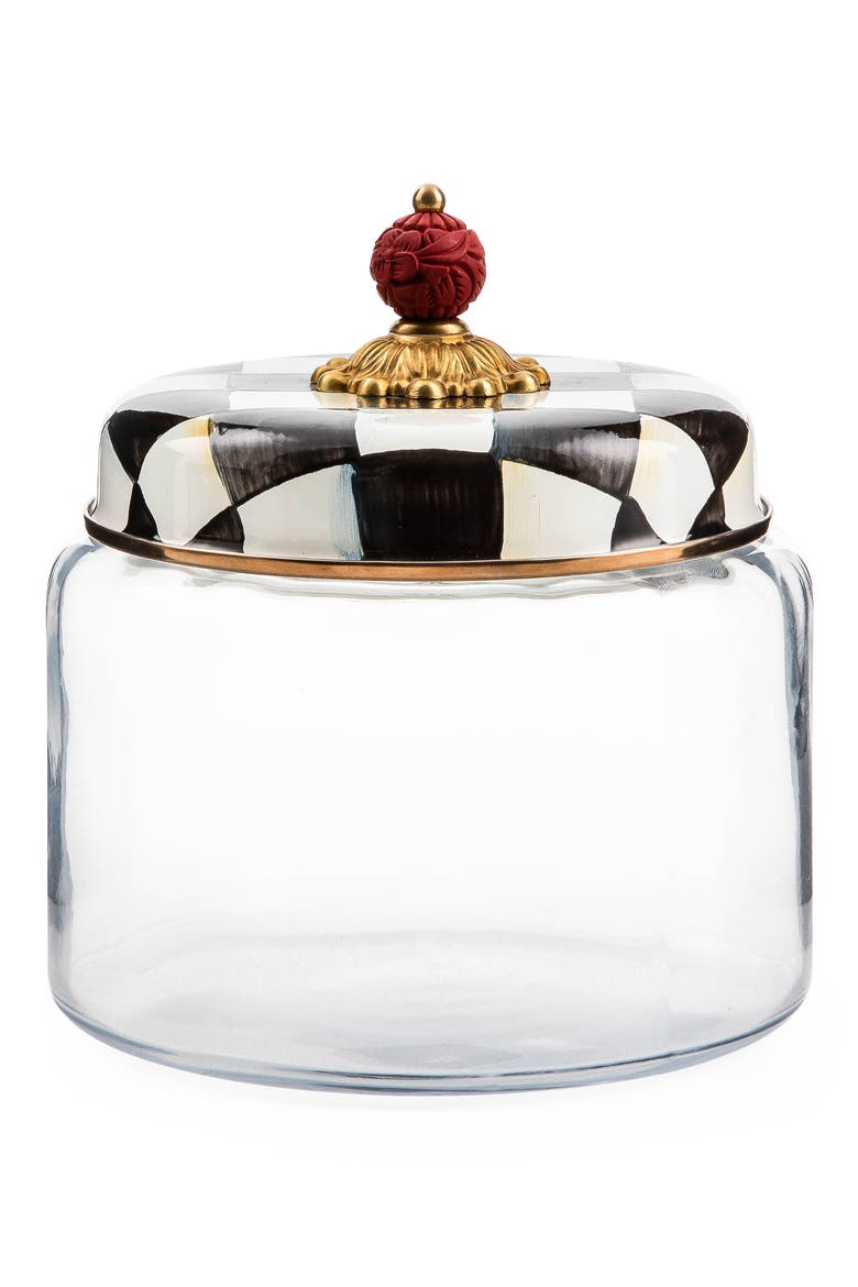 Courtly Check Medium Kitchen Canister, Main, color, BLACK/ WHITE