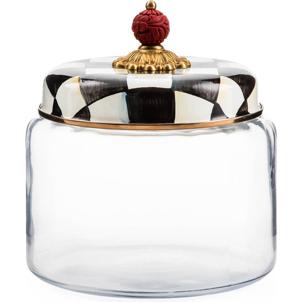 Mackenzie-childs Mackenzie Childs Courtly Check Medium Kitchen Canister In White