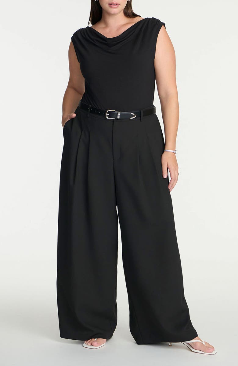 ELOQUII Cowl Neck Sleeveless Jersey Top, Alternate, color, 