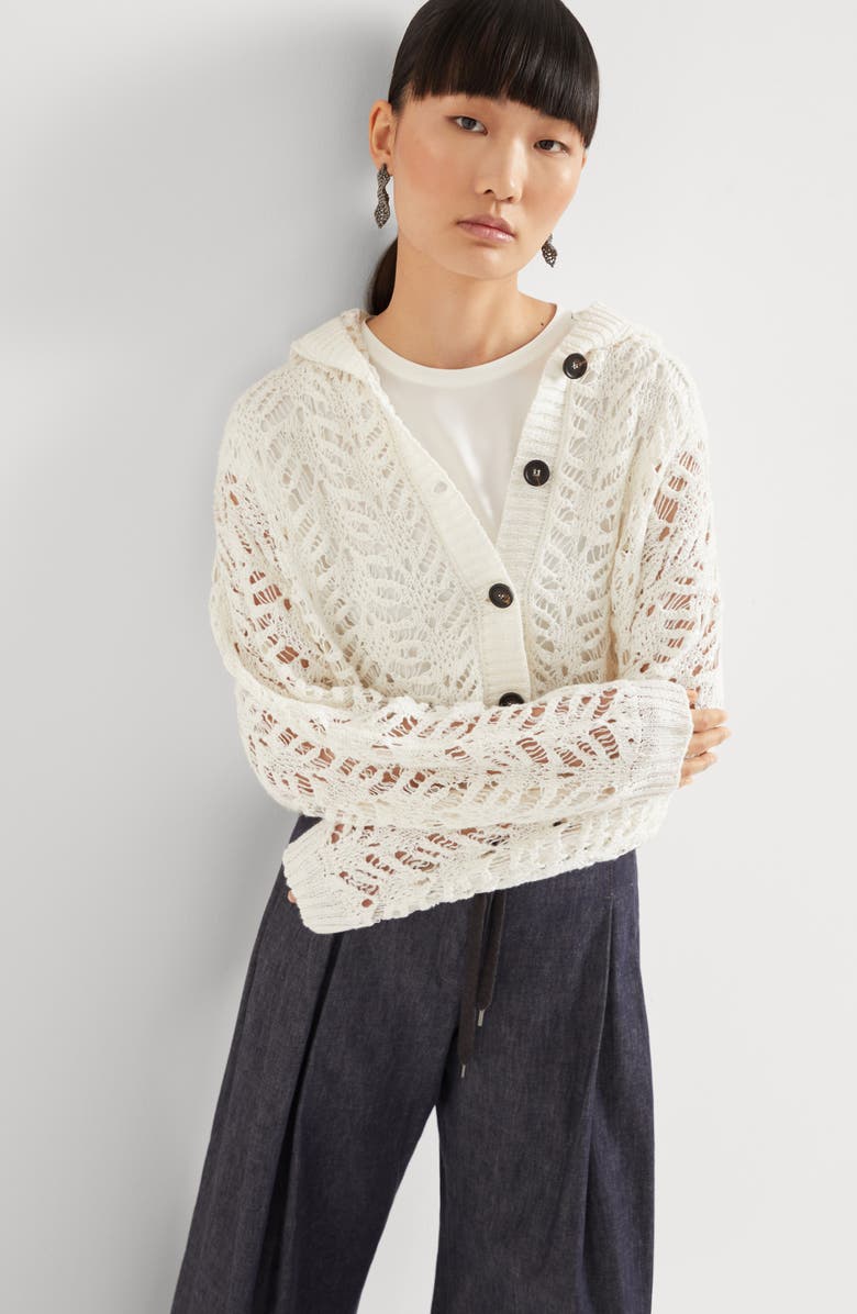 Brunello Cucinelli Foliage Lace cardigan, Alternate, color, 