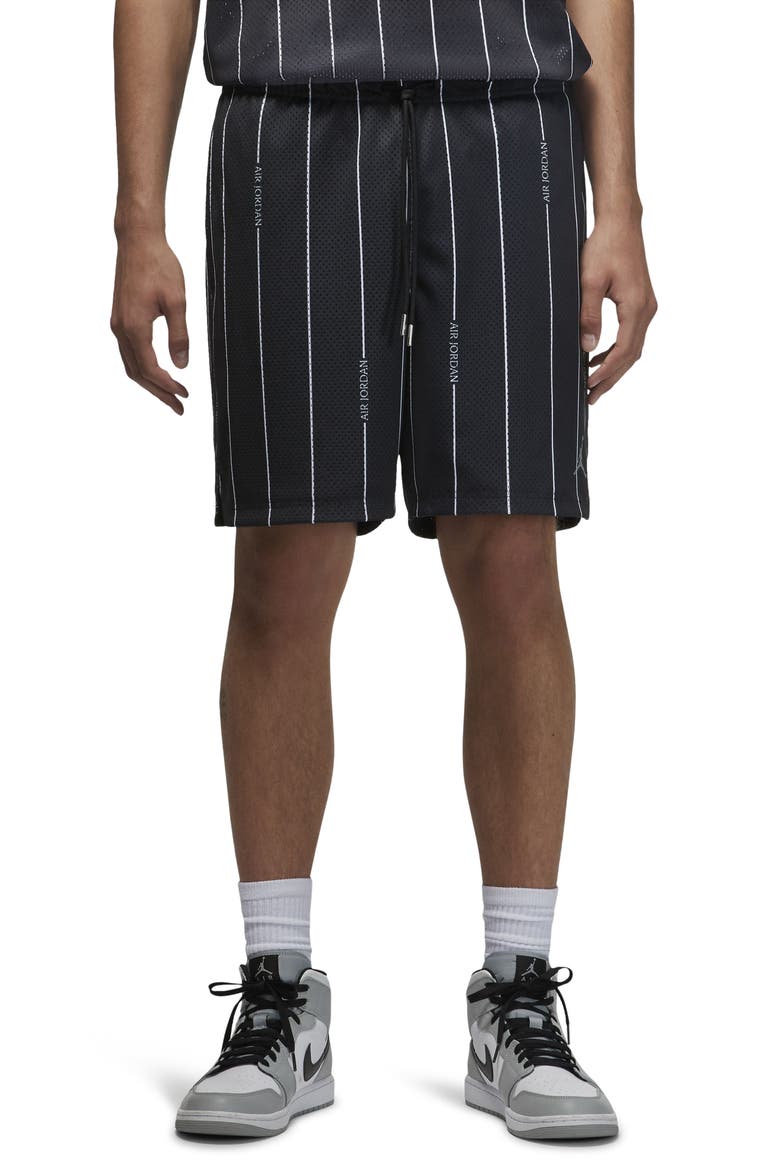 Essentials Stripe Mesh Shorts, Main, color, BLACK/ WHITE/ WHITE
