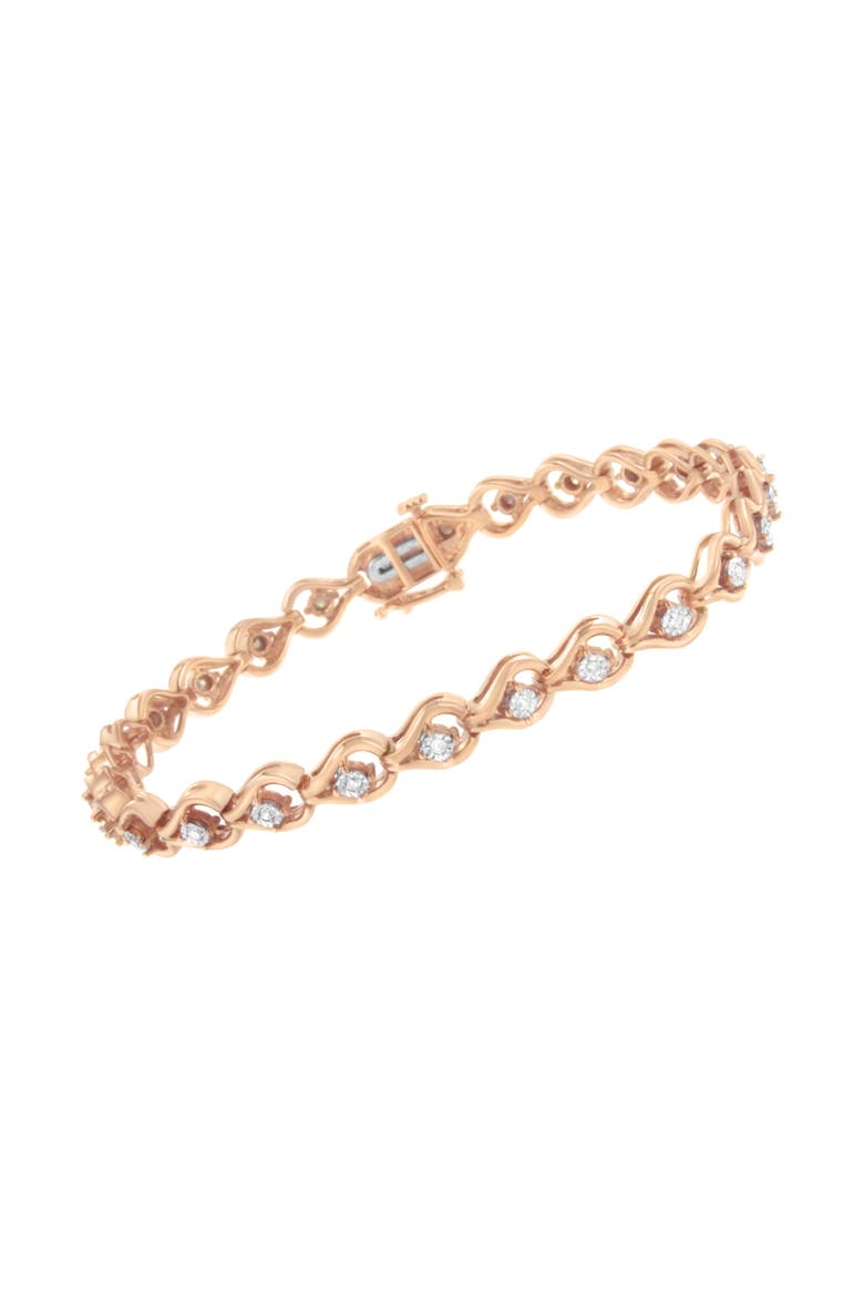Silver 1/4 Cttw Diamond Miracle-Set Teardrop Shaped Link Bracelet, Alternate, color, Rose