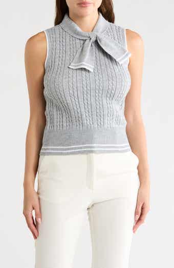 Tie Neck Sleeveless Sweater