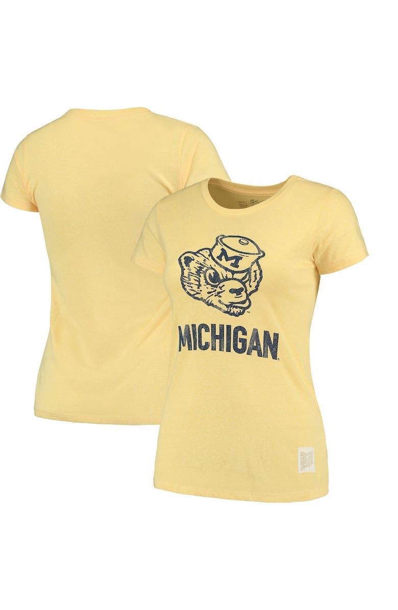 Retro Brand Women's Original Retro Brand Yellow Michigan Wolverines Tri-Blend Crew Neck T-Shirt, Main, color, 