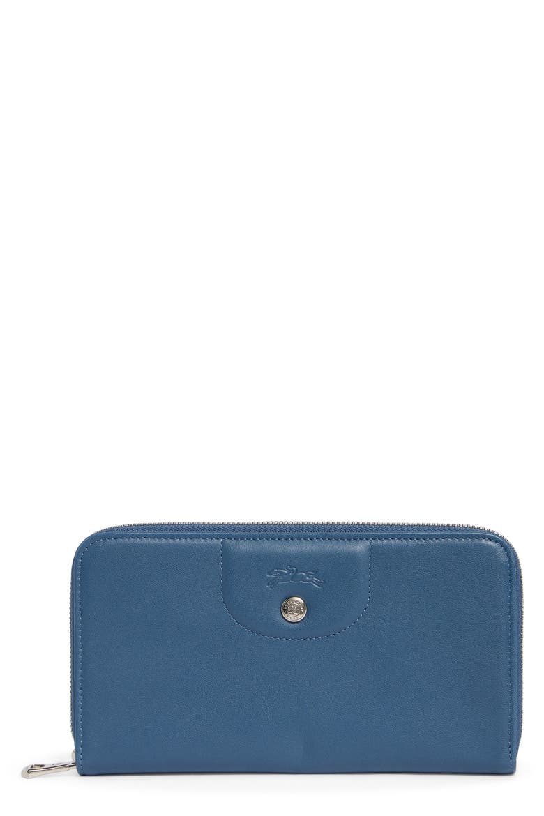 Le Pilage Cuir Zip Wallet, Main, color, PILOT BLUE