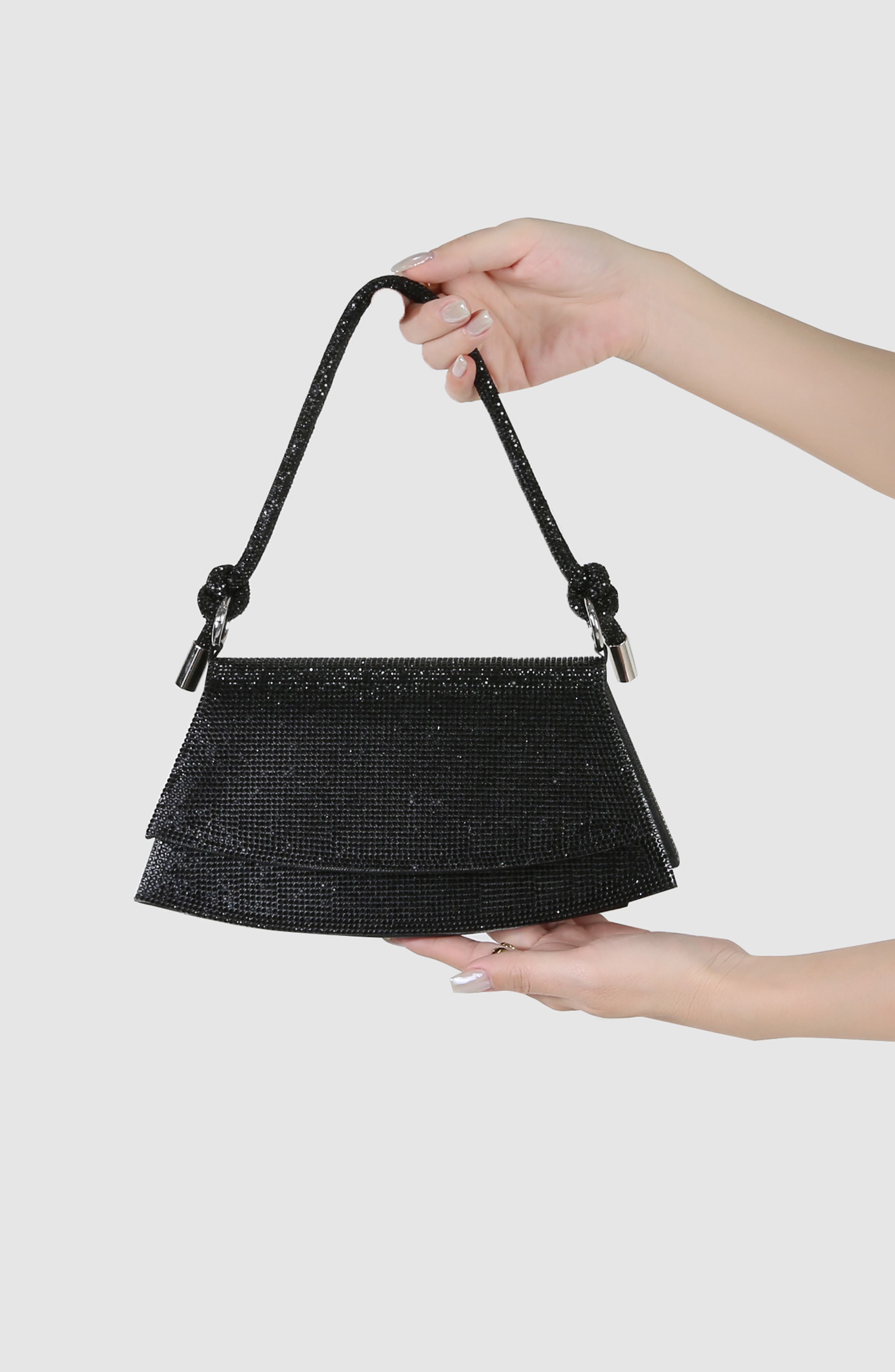 BERNESS Rhinestone Shoulder Bag, Alternate, color, Black