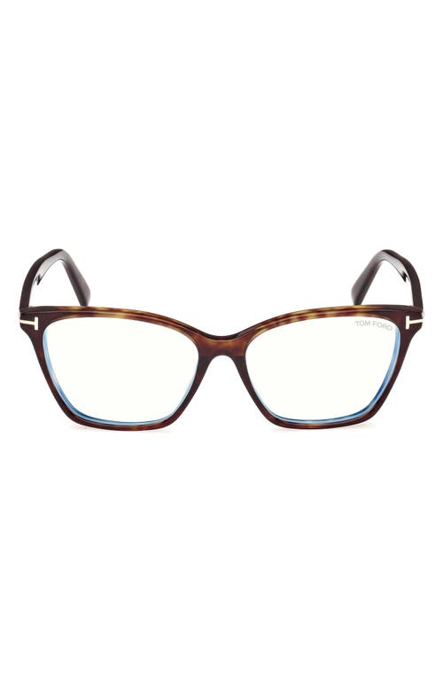 Tom Ford 56mm Cat Eye Blue Light Blocking Optical Glasses In Brown