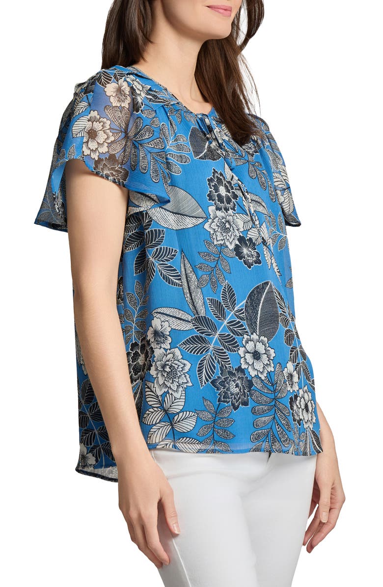 Jones New York Pleated Shoulder Tie Neck Top, Alternate, color, 