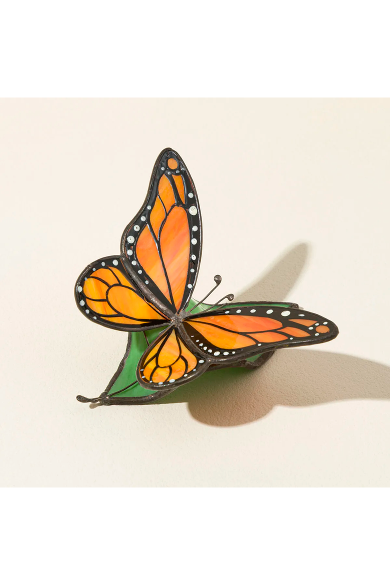 Stained Glass Butterflies with a Message, Alternate, color, Monarch (freedom, courage)