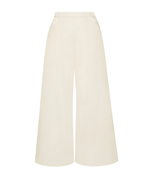 Ansea The Twill Wide Leg Pant In Bone