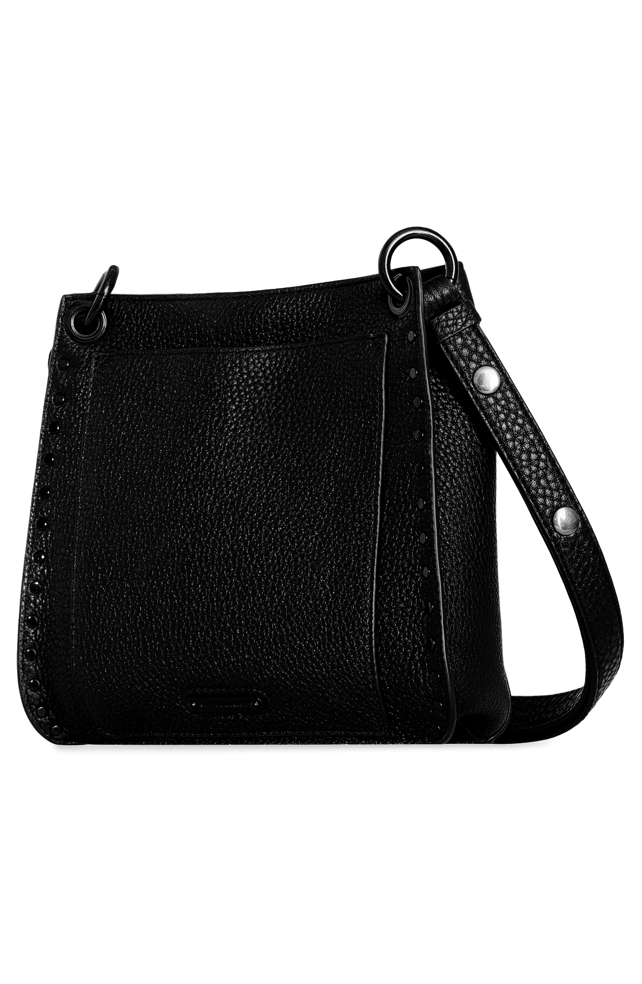Rebecca Minkoff Darren Leather Shoulder Bag, Alternate, color, Black