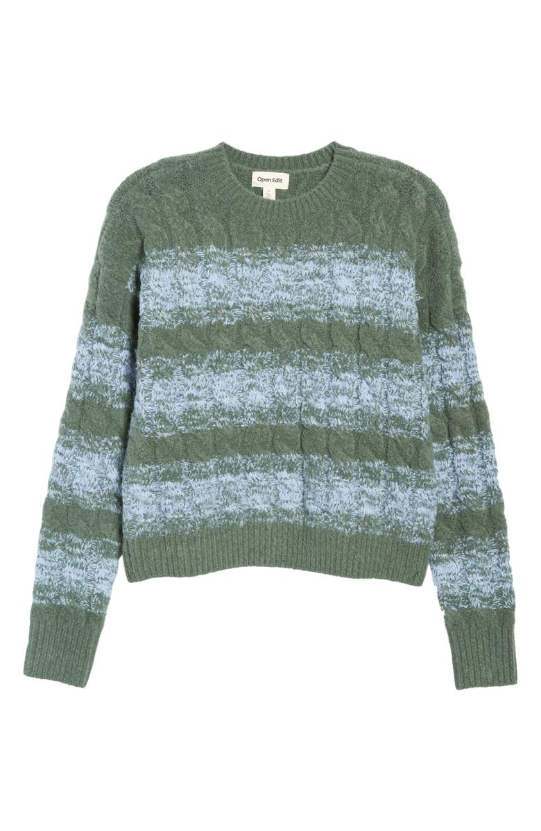 Open Edit Stripe Cable Sweater, Alternate, color, 