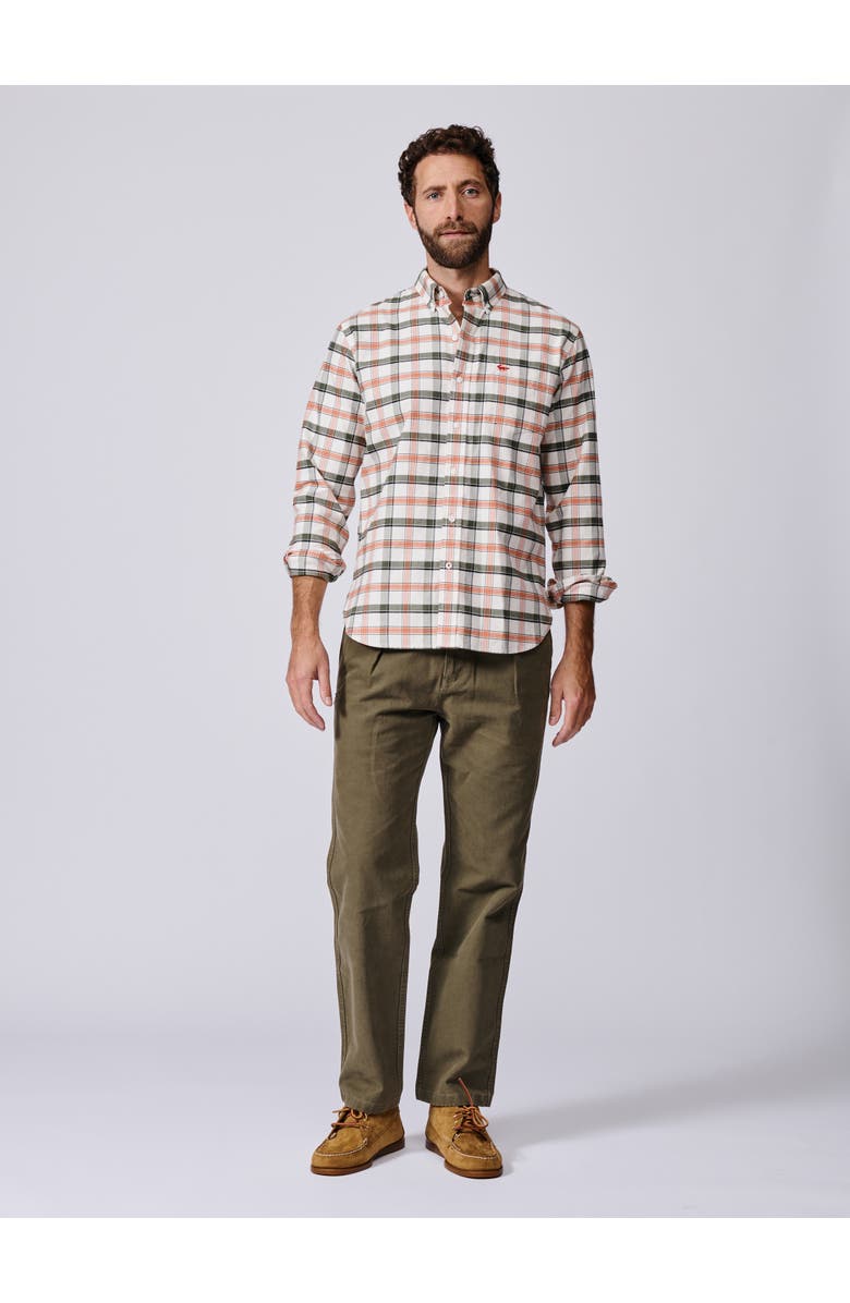 Aubin Merton Brushed Oxford Button Down Shirt, Alternate, color, Vintage White Check