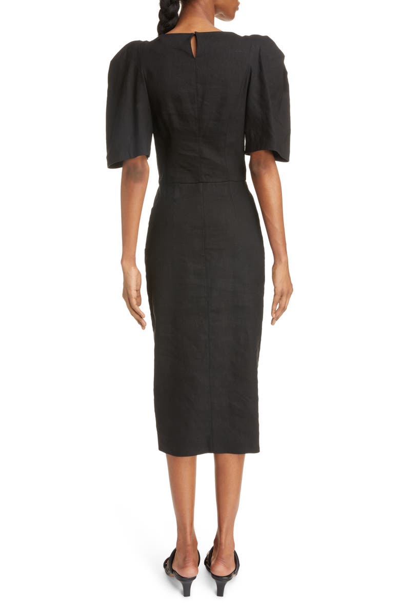Isabel Marant Flore Pleated Hemp Blend Dress, Alternate, color, 