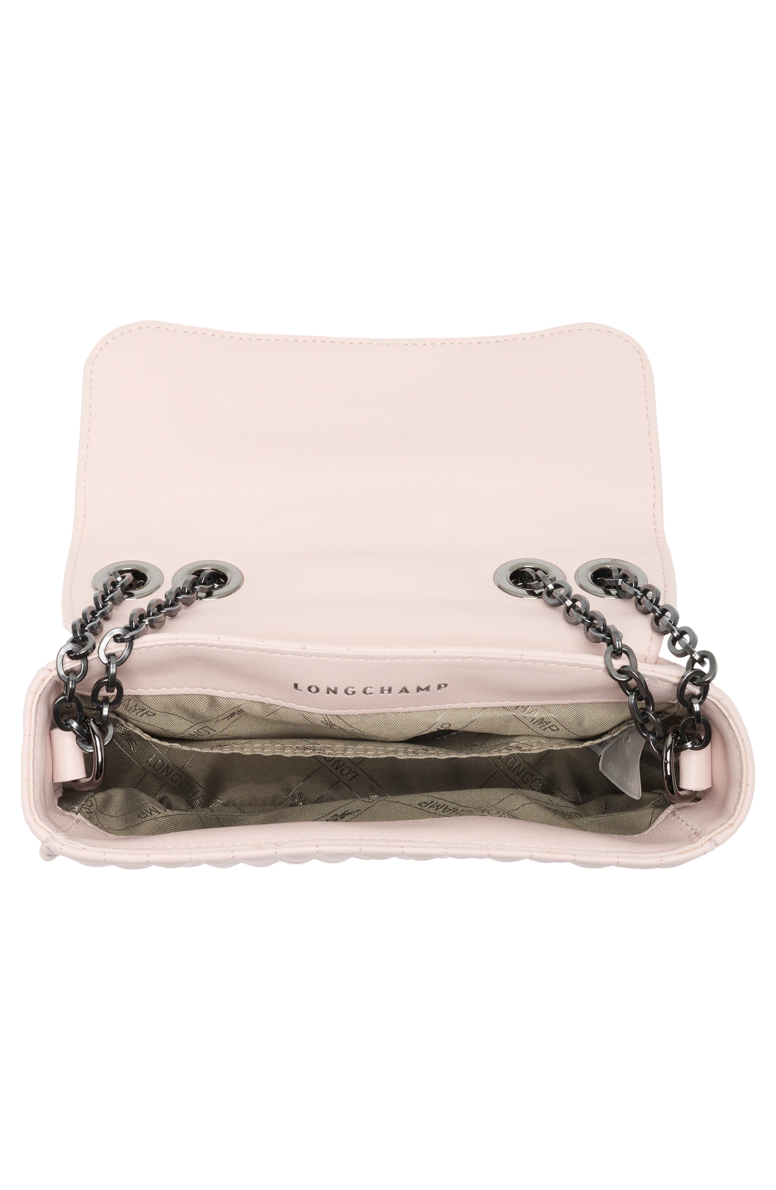 Longchamp Extra Small Quilted Leather Crossbody Bag, Alternate, color, Pale Pink