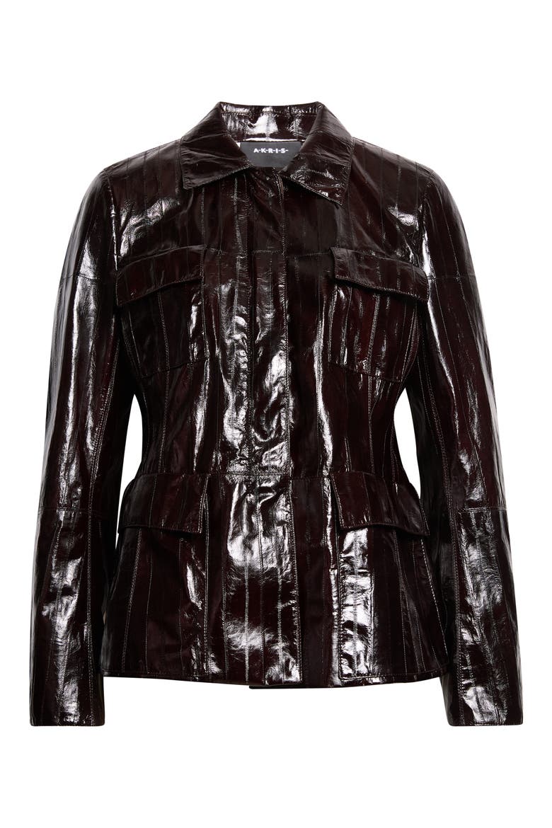 Kimia Lacquered Leather Jacket, Alternate, color, COFFEE