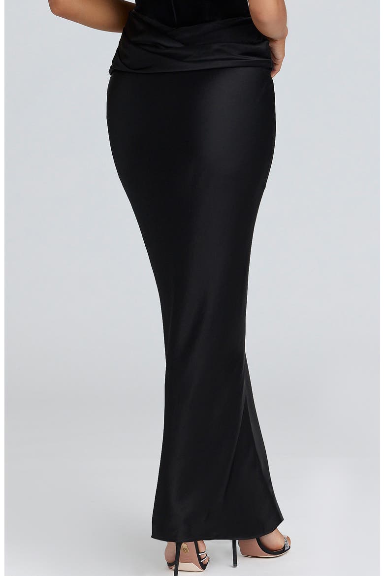 Beau Draped Satin Maxi Skirt, Alternate, color, BLACK