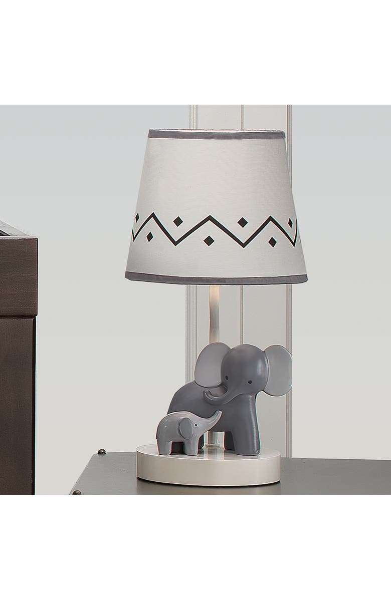 Lambs & Ivy Me & Mama Elephant Nursery Lamp with Shade & Bulb, Alternate, color, Gray