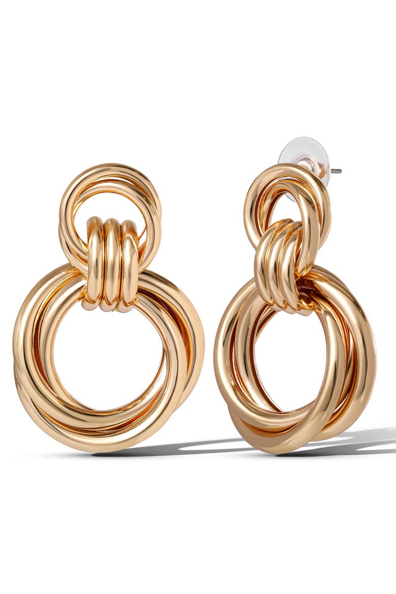 Interlocking Loop Earrings, Alternate, color, Gold