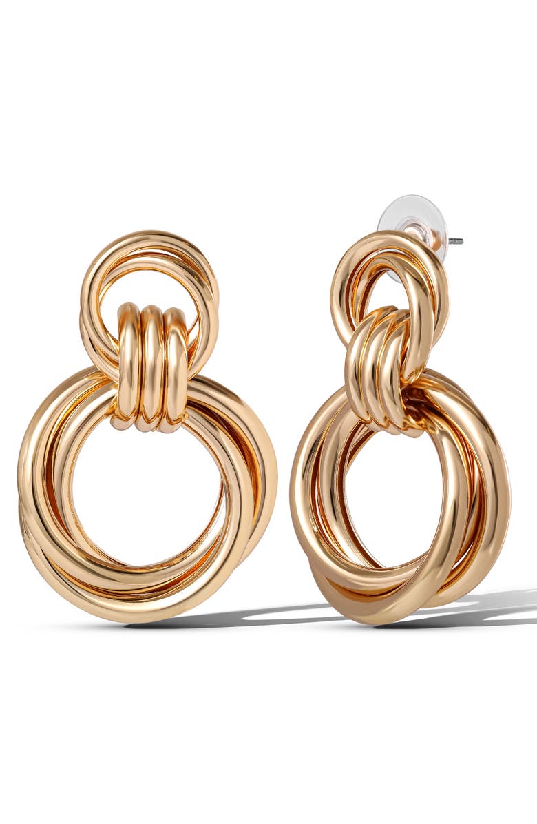 Jessica Simpson Interlocking Loop Earrings, Alternate, color, Gold