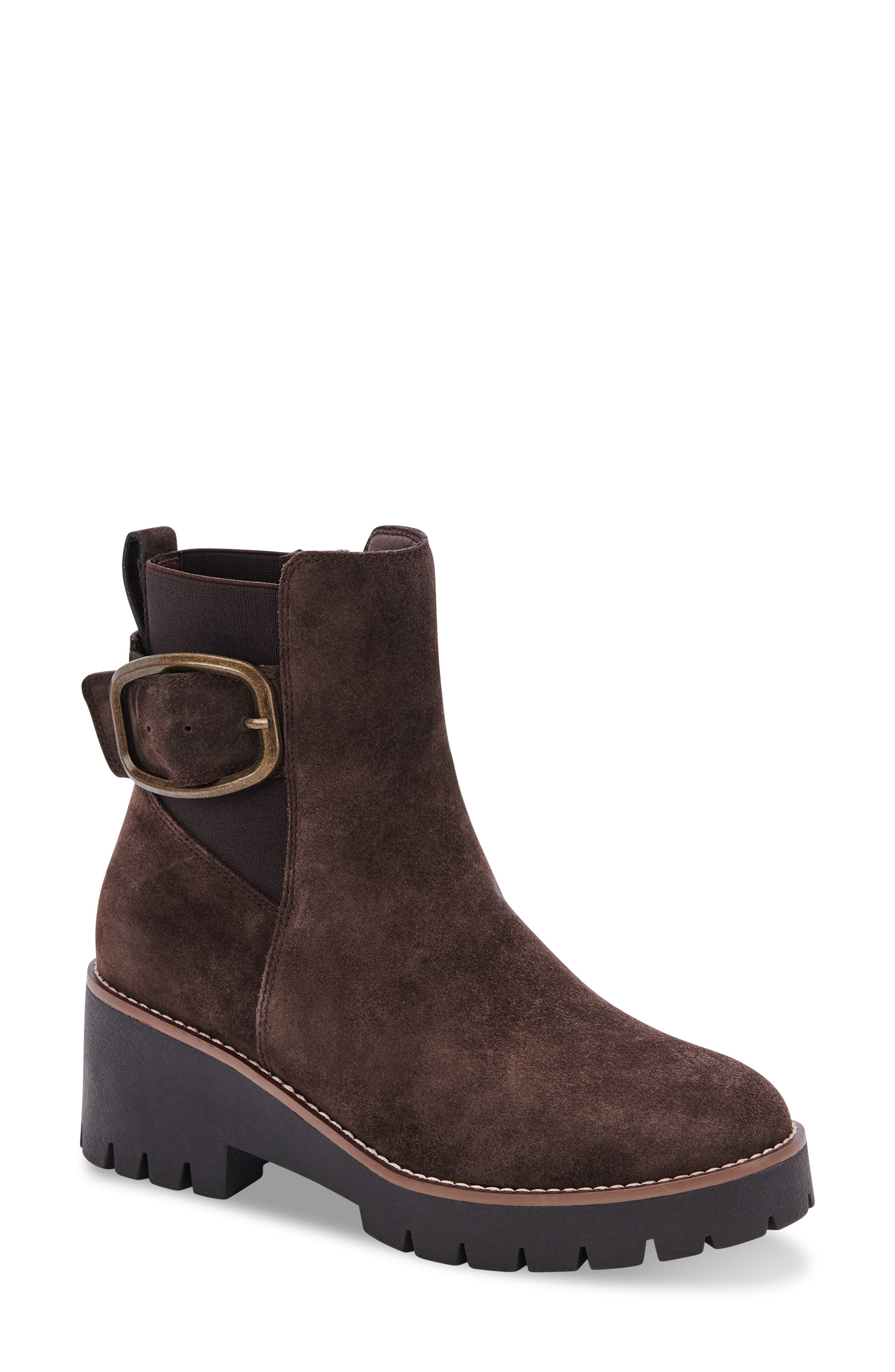 Dahlia Waterproof Bootie, Main, color, CHOCOLATE SUEDE