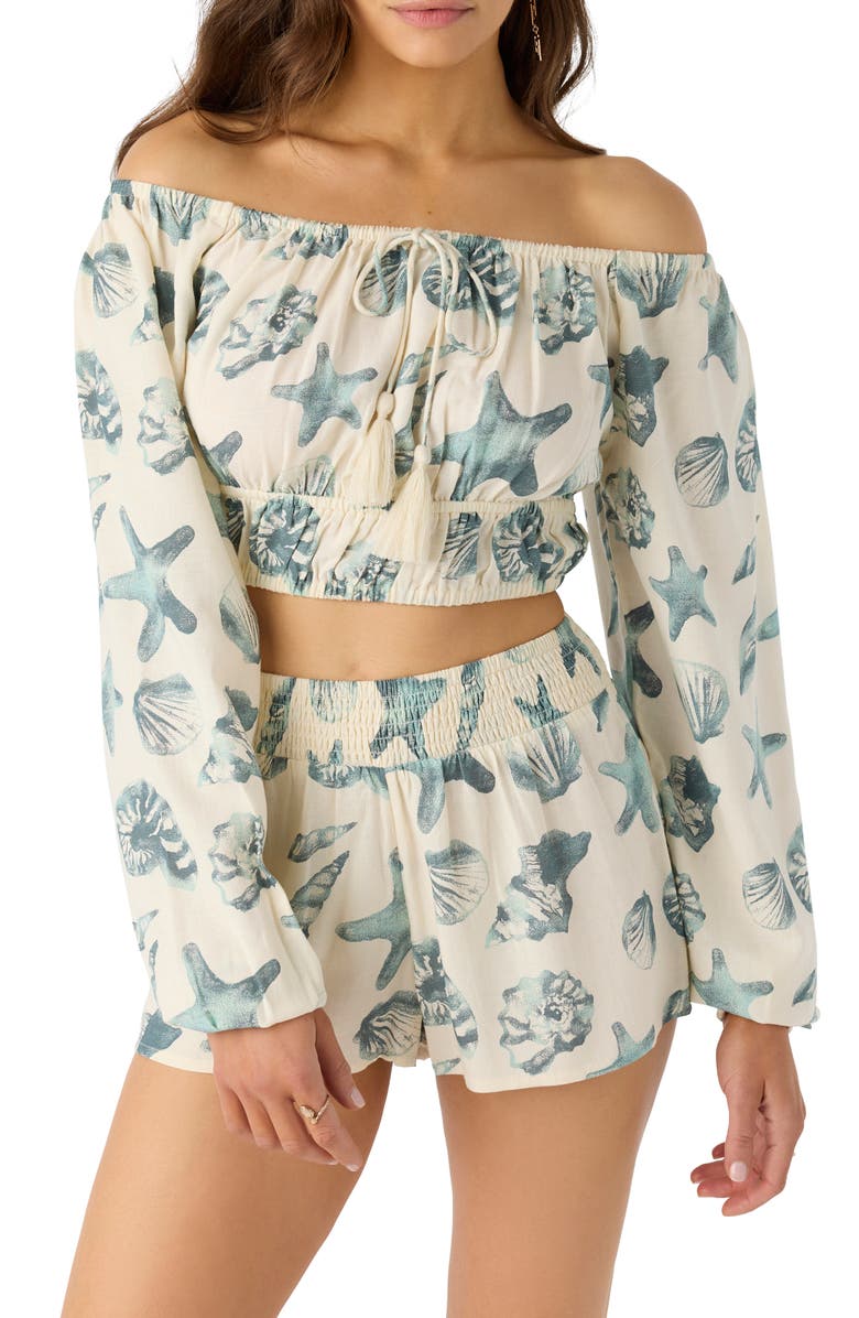 O'Neill Kammie Off the Shoulder Crop Top, Main, color, 