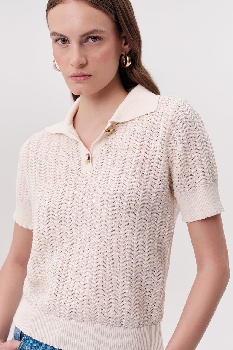 Rachelle Short Sleeve Knit Blouse, Alternate, color, Cream