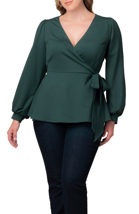 Natasha Print Wrap Top (Plus)