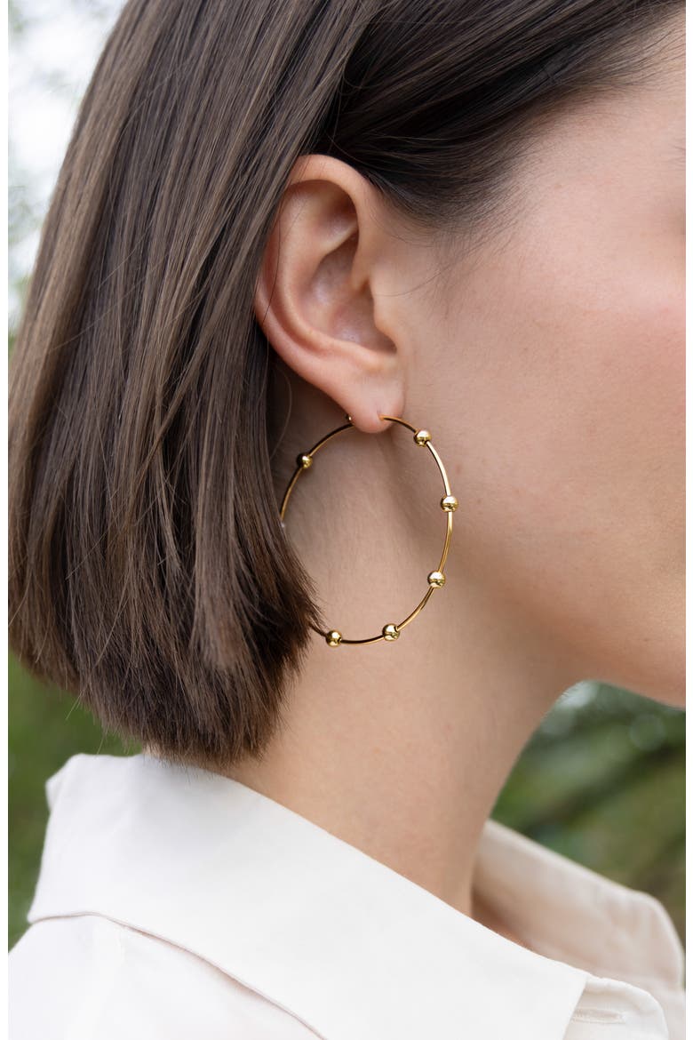 Ball Hoop Earrings, Alternate, color, GOLD