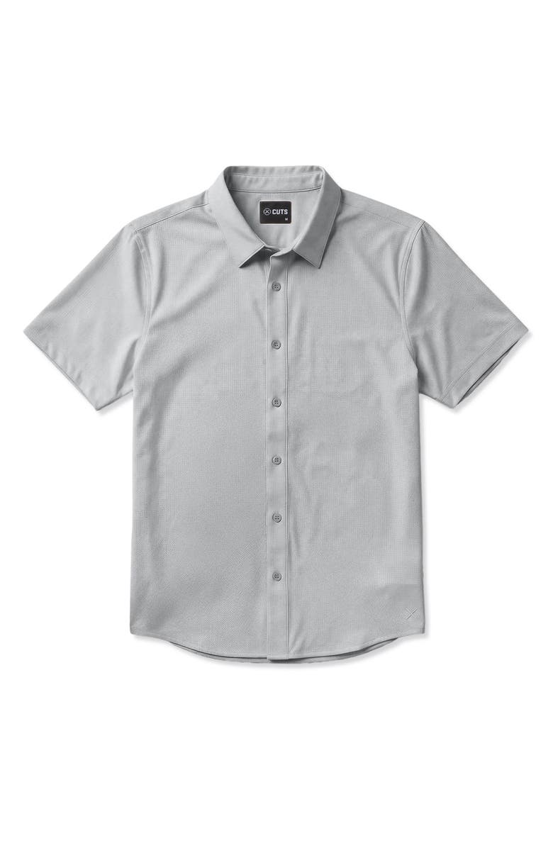 Cuts Crossover Performance Short Sleeve Button-Up Shirt, Alternate, color, Vapor