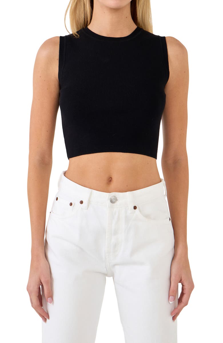 Grey Lab Rib Sleeveless Crop Top, Alternate, color, 