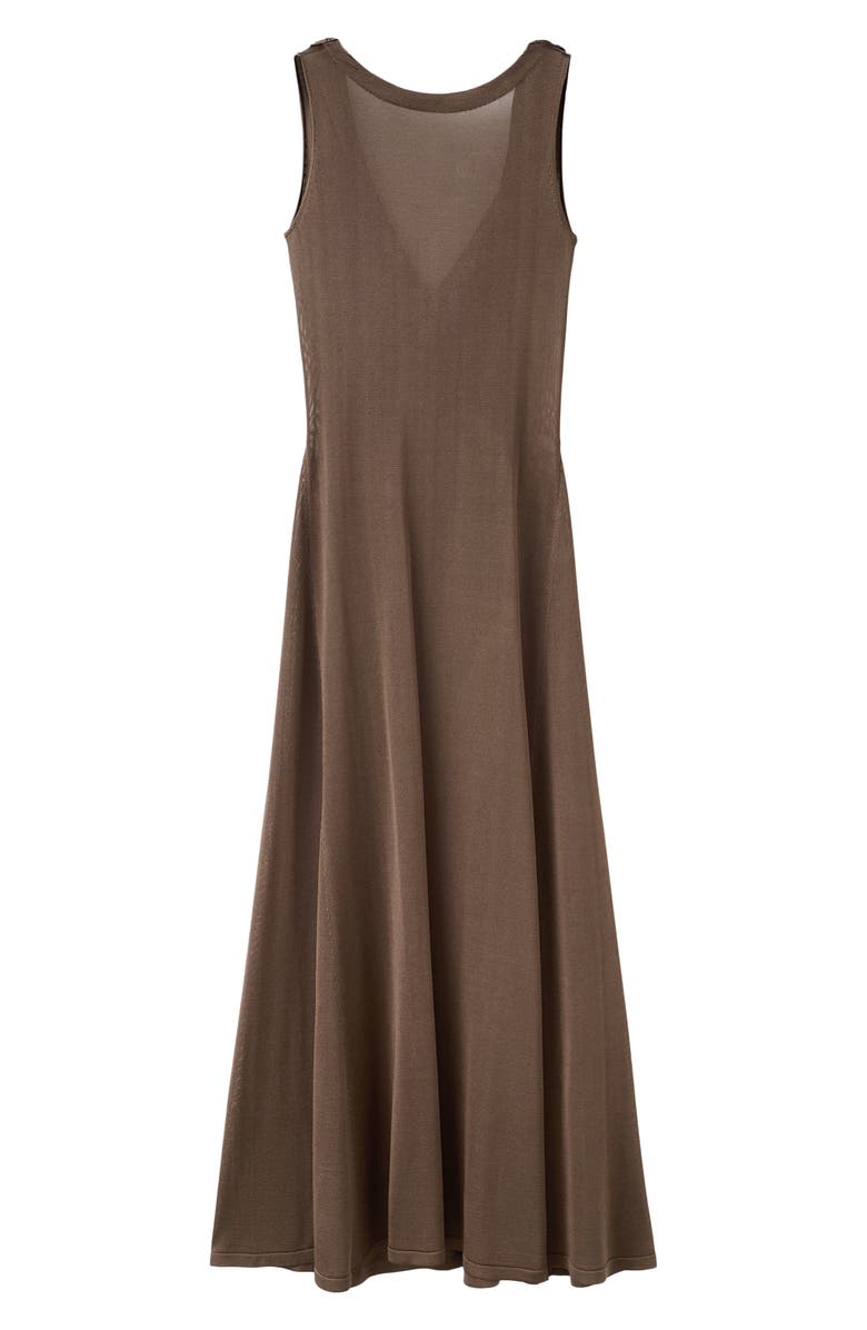 MANGO Draped Back Knit Maxi Dress, Alternate, color, Chocolate
