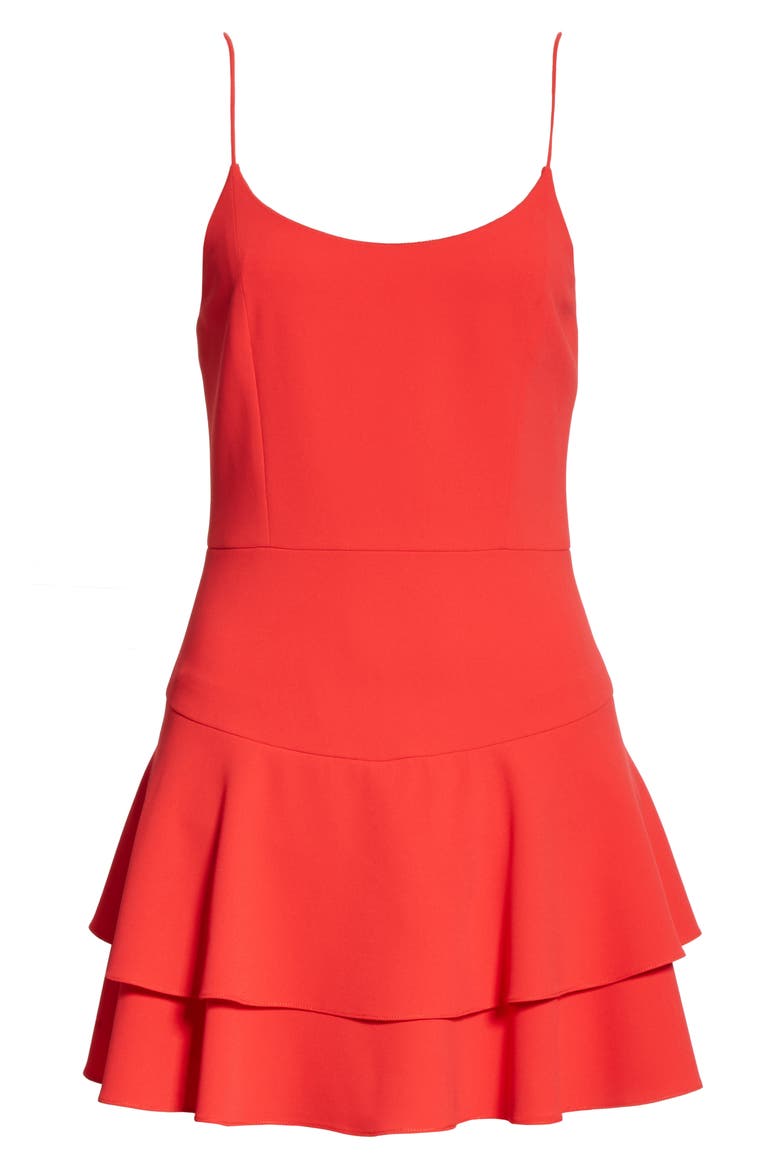 Palmira Double Ruffle Fit & Flare Minidress, Alternate, color, PAPRIKA