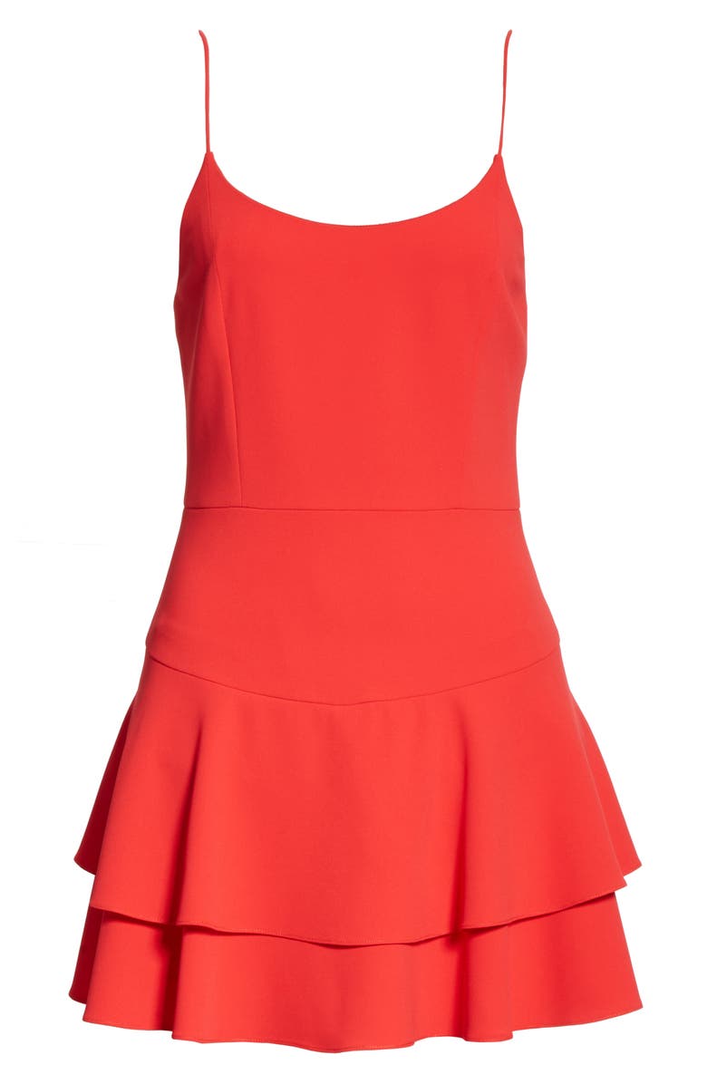 Alice + Olivia Palmira Double Ruffle Fit & Flare Minidress, Alternate, color, 