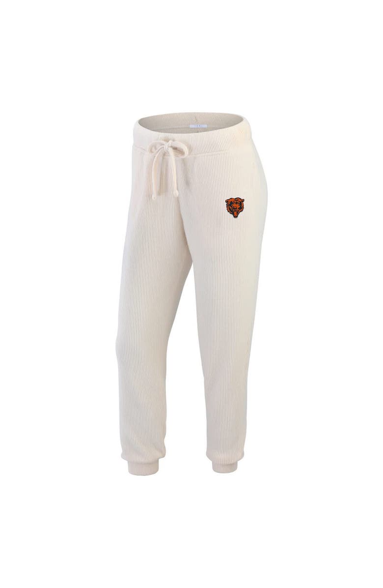 WEAR by Erin Andrews Women's WEAR by Erin Andrews Oatmeal Chicago Bears Plus Size Rib-Knit Long Sleeve T-Shirt & Pants Lounge Set, Alternate, color,