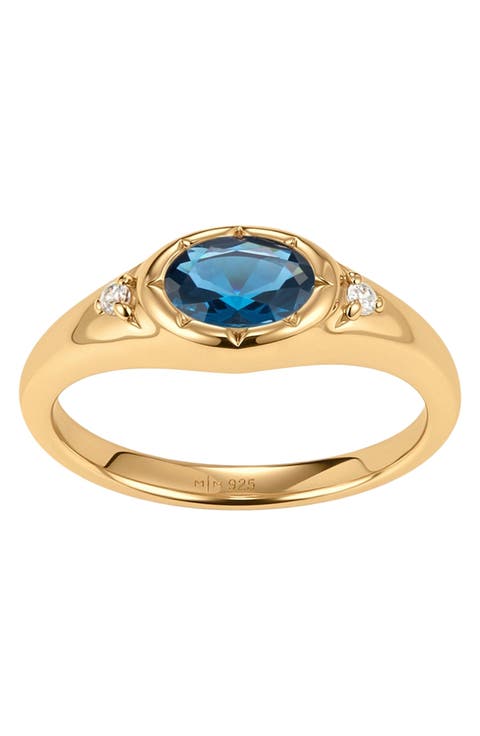 Oval Birthstone Signet Ring