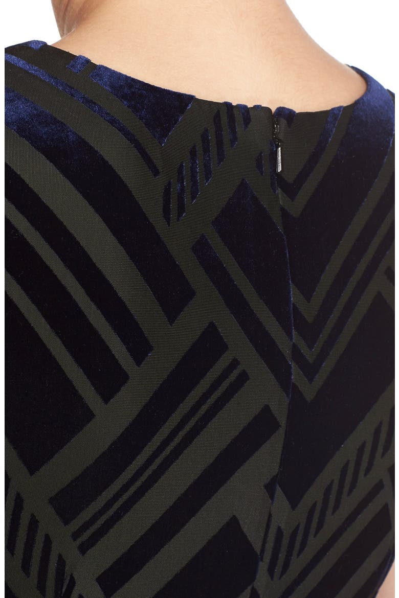 Burnout Velvet Sheath Dress, Alternate, color, NAVY