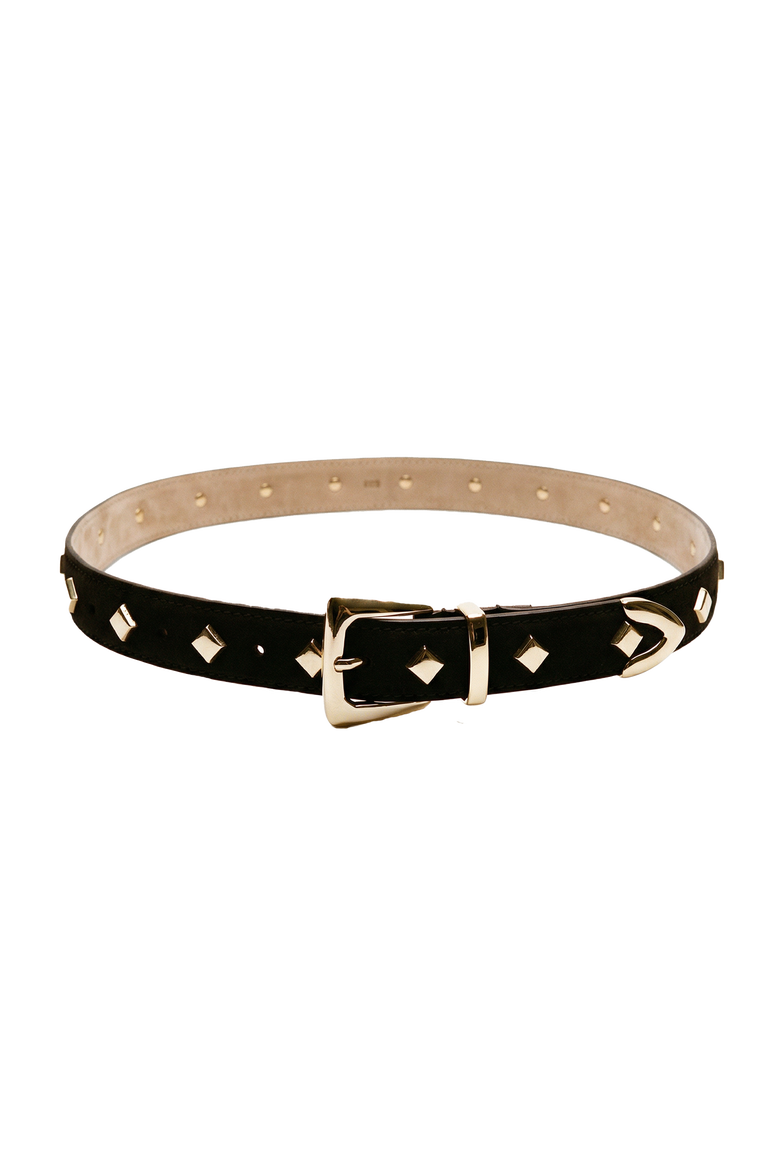 Studded Suede Belt, Main, color, Dark Brown