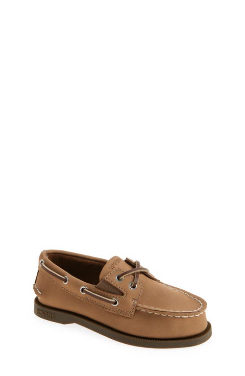 Sperry Kids' Authentic 2-eye Nubuck Boat Shoe In Chestnut
