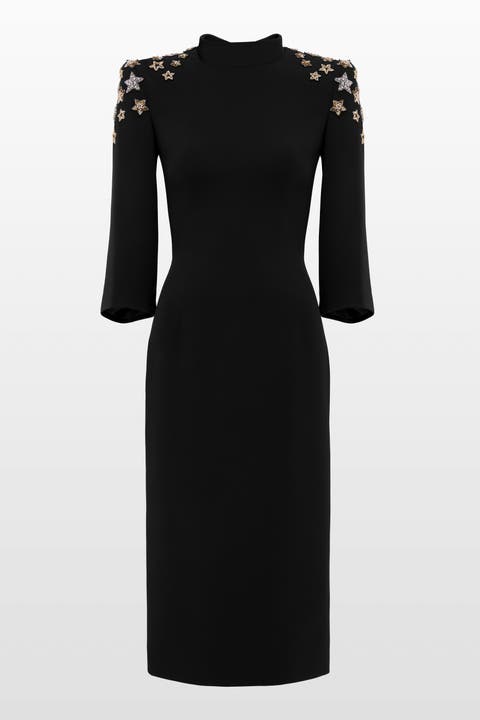 Stella Star-embellished Mock-neck Midi Dress