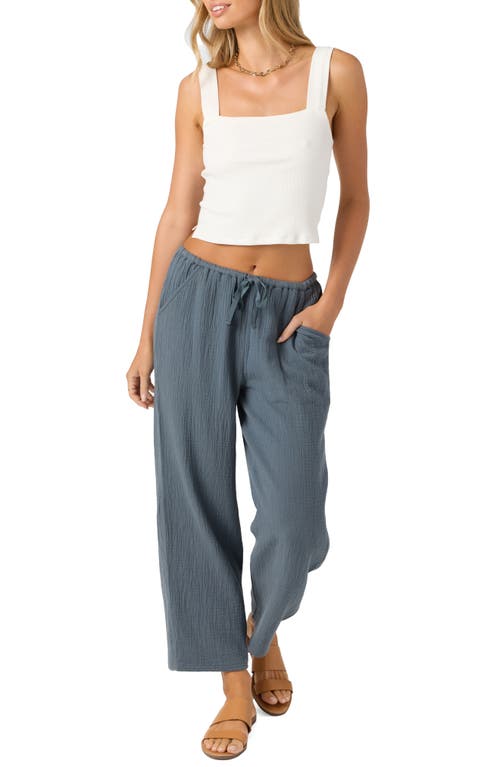 O'neill Brenda Cotton Gauze Wide Leg Pants In Gray