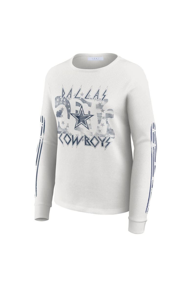 Women's WEAR by Erin Andrews  White Dallas Cowboys Graphic Waffle Long-Sleeve T-Shirt, Alternate, color, White