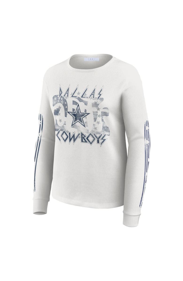 WEAR by Erin Andrews Women's WEAR by Erin Andrews White Dallas Cowboys Graphic Waffle Long-Sleeve T-Shirt, Alternate, color, White