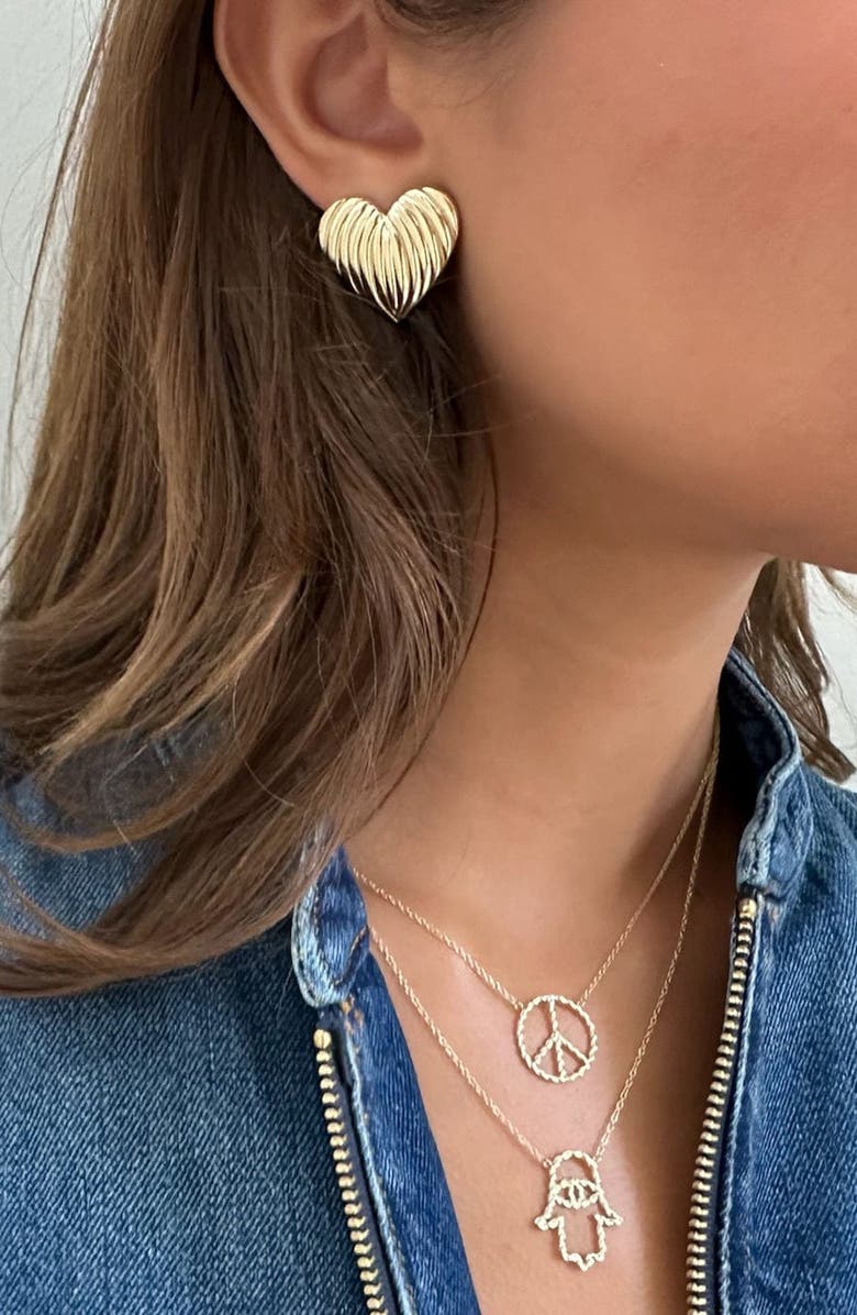 Jennifer Zeuner Luba Textured Heart Earrings, Alternate, color,