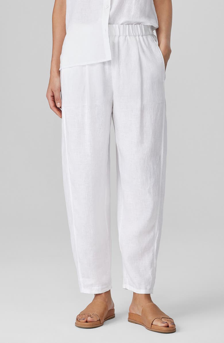 Eileen Fisher Organic Linen Ankle Lantern Pants, Main, color, White