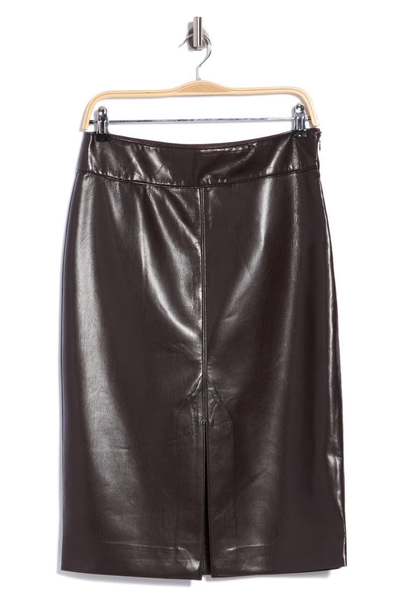 Faux Leather Pencil Skirt, Main, color, CHOCOLATE