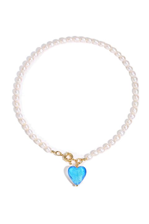 Esmée Glaze Heart Pendant Baroque Pearl Necklace