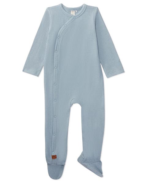 Ribbed Solid Cotton Side Snap Footie (Toddler)
